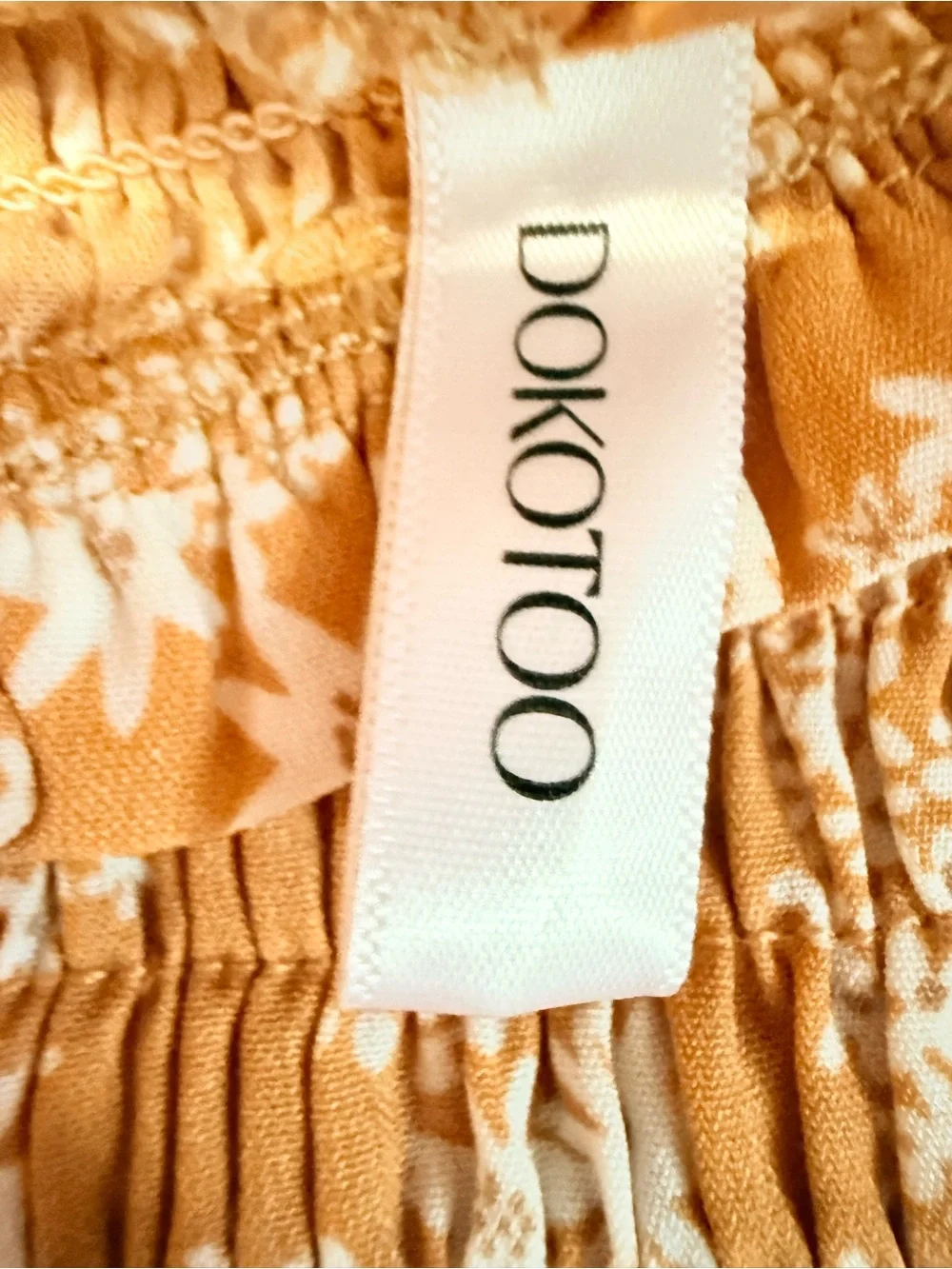 Dokotoo Yellow Floral Smocked Long Sleeve Tiered Midi/Maxi Dress size Large
